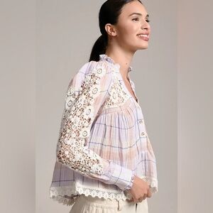 NWT PILCRO x ANTHROPOLOGIE Lace-Trimmed Blouse Size SP ••SOLD OUT••